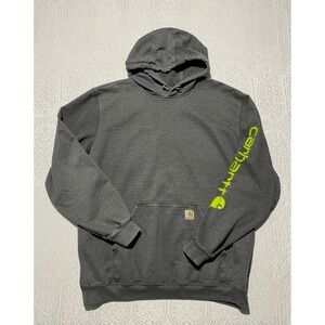 Carhartt K288 Mens XL Tall Carbon Heather Gray Neon Logo Hoodie Original Fit